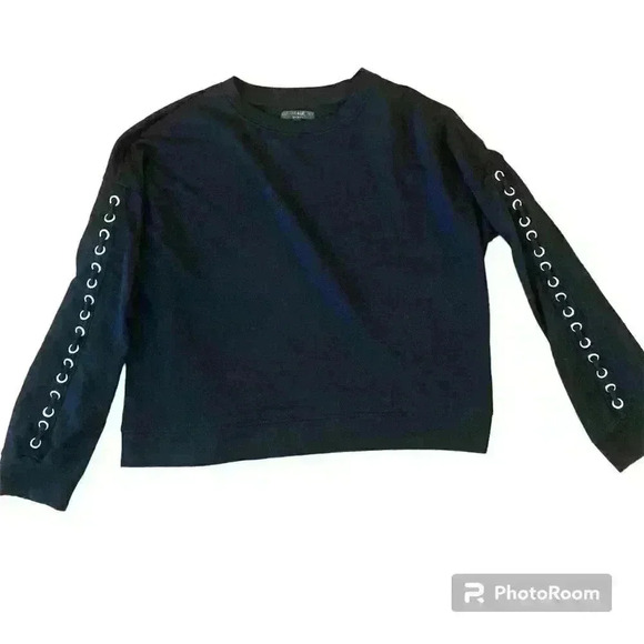 Grommet Laced Cropped Sweatshirt Size Small - Picture 1 of 6